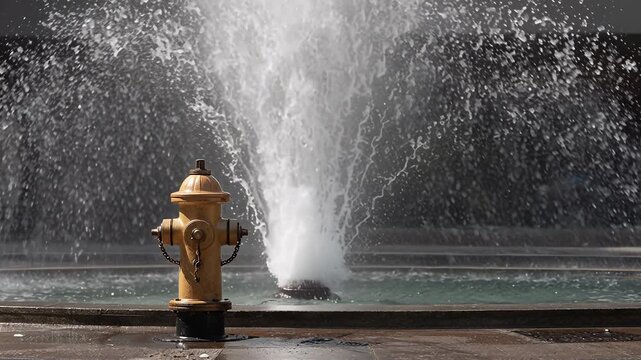 Vibrant Water Fountain Splashes at City Park