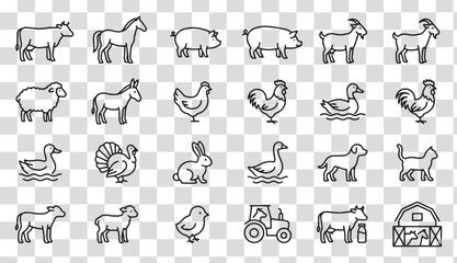 Wild and Farm Animal Silhouette Icon Set © Zahidul