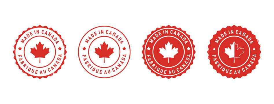 Made in Canada Stamp Badge with Maple Leaf &ndash; Canadian Manufacturing Label Vector