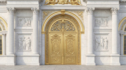 Obraz premium Majestic Royal Palace Gate with Ornate Gold Doors