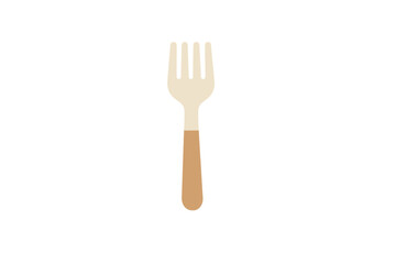 A minimalist vector illustration of a stylized fork featuring a beige