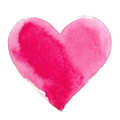 Obraz premium Watercolor heart shape with vibrant pink and light pink gradient isolated on a transparent background