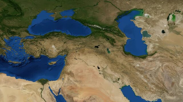 Satellite Map Zoom Animation From World View To Yerevan Armenia