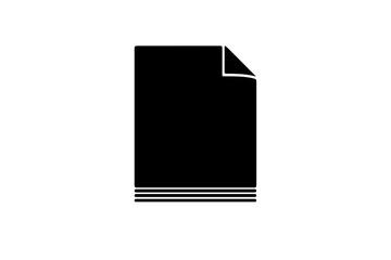A black silhouette icon of a stack of documents with a folded corner