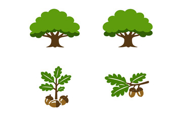 This vector set includes two mature oak trees, a small sapling with © Mark