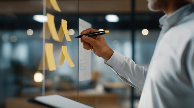 Supply chain risk assessment meeting with logistics professionals mapping vulnerable nodes in global distribution network using sticky notes on whiteboard, ideal for continuity planning and modern
