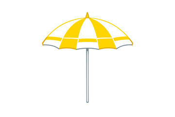 Obraz premium A vector illustration of a yellow and white striped beach umbrella