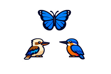 Fototapeta premium Set of three stylized vector illustrations including a blue