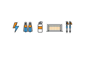 A collection of flat vector icons representing sports and activity © Alan
