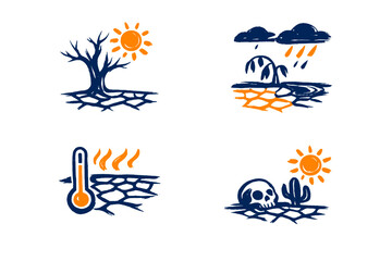 Obraz premium A set of four stylized vector icons illustrating the effects of