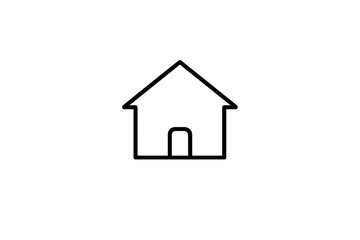Obraz premium A minimalist black line icon representing a house with a triangular