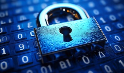 Technology lock representing virtual security and password protection for digital platforms. Encryption and cybersecurity measures for database safety and firewall protection, Generative AI