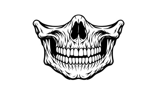 A detailed black and white vector illustration of the lower half of a