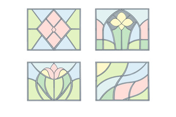 Fototapeta premium This collection of four stained glass window templates features