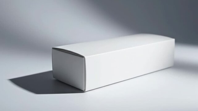 Video of Cosmetic Packaging Mockup with clean box display and soft shadows for beauty branding, product launches and minimalist advertising visuals; elegant rectangular box positioned on a neutral