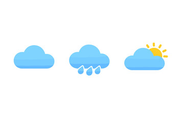 Obraz premium A set of three weather icons featuring a blue gradient cloud, a cloud