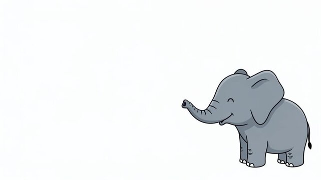 Cute cartoon elephant moving its trunk in sequence. Animated animal character design for educational content. Playful wildlife illustration of baby pachyderm.