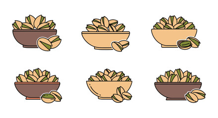 Fototapeta premium Pistachio Bowl Line art vector soft artistic abstract illustration