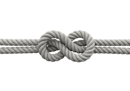 Gray rope with a bowline knot on transparent background for nautical designs