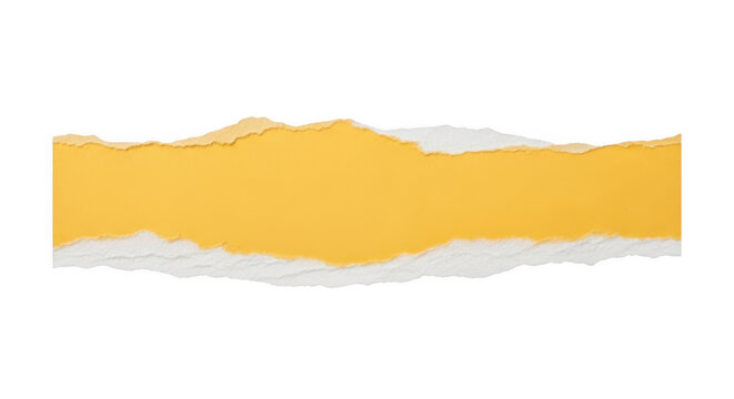 A horizontal strip of bright yellow paper with rough torn edges showing texture and fiber detail