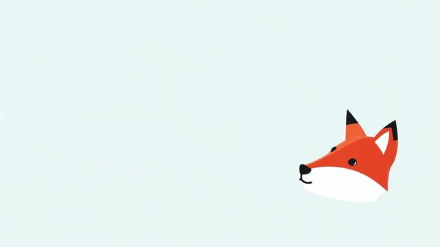 Animated fox head in flat cartoon style. Cute animal character changing facial expressions with blink and head rotation. Creative vector design for kid content.