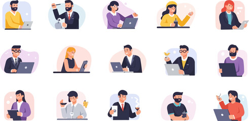 Fototapeta premium Diverse professionals engaged in various work-related activities (19)