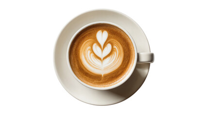 Isolated delicious hot latte art coffee drink cup with elegant heart design top view © Ivan