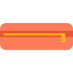 Orange pencil case with yellow zipper for school supplies, stationery storage, student essentials, classroom organization, or back-to-school campaigns and educational material management.