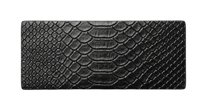 Luxurious black snakeskin leather texture on transparent background
