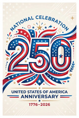 America 250 anniversary illustration with decorative frame