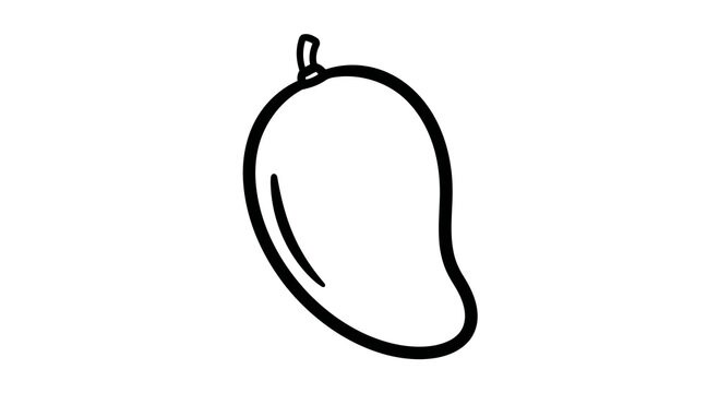 A simple line drawing of a mango fruit on a white background.