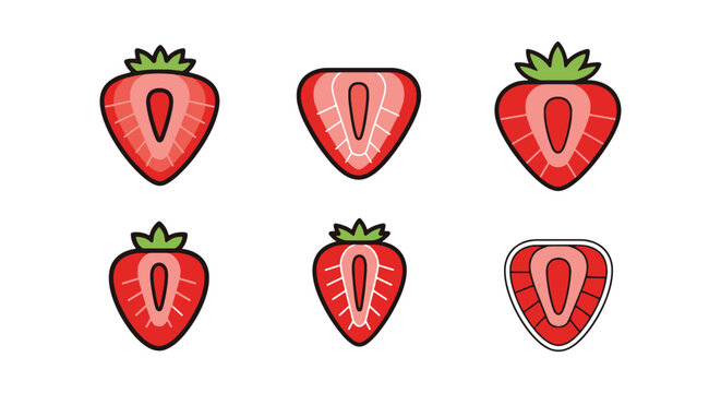 Strawberry Slice Line art dynamic vibrant abstract color vector
