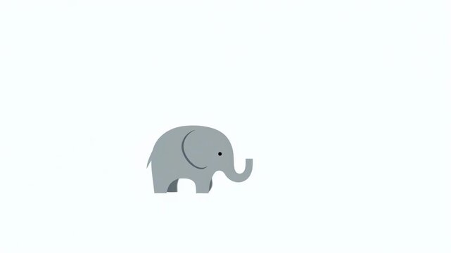 Cute baby elephant animation sequence showing animal walking motion. Minimalist digital character design for children cartoon background. Cartoon vector illustration.