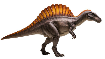 Obraz premium Isolated Spinosaurus dinosaur standing with detailed texture and prominent sail on its back