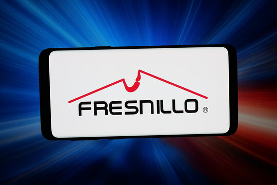 Stuttgart, Germany - 03-13-2026: In this photo illustration, the logo of Mexican mining company Fresnillo plc is displayed on a smartphone in front of abstract background on computer screen.