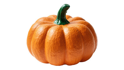 Obraz premium Isolated vibrant orange pumpkin with a green stem, ideal for autumn harvest and Halloween decor