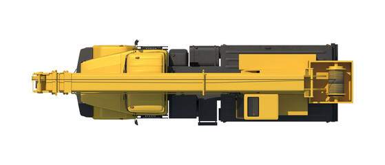 Obraz premium Mobile Crane Truck Top View 3D Render Isolated on White Background Yellow