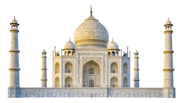 Isolated Taj Mahal, a magnificent marble mausoleum and iconic architectural wonder in India