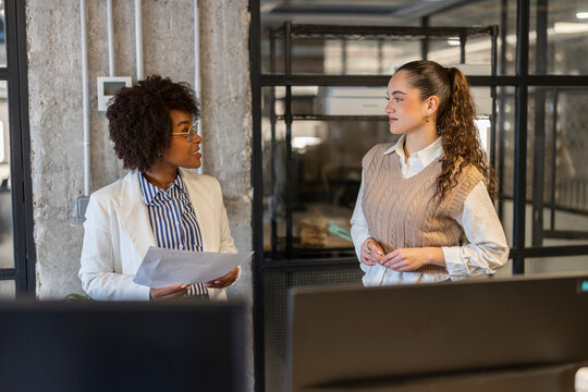 Business colleagues collaborating in a modern office setting