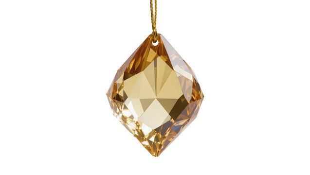 Isolated radiant golden crystal ornament, a brilliant faceted jewel with captivating light reflections