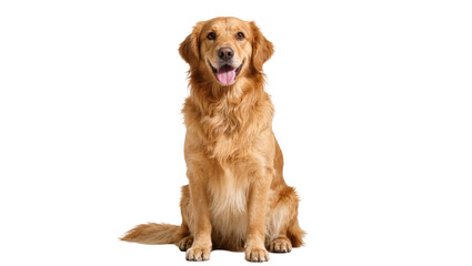 Isolated beautiful friendly Golden Retriever dog sitting alert and smiling looking straight © Elena