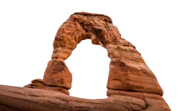 Isolated iconic Delicate Arch sandstone rock formation in Arches National Park, Utah, USA