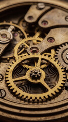 Intricate details of vintage mechanical watch gears