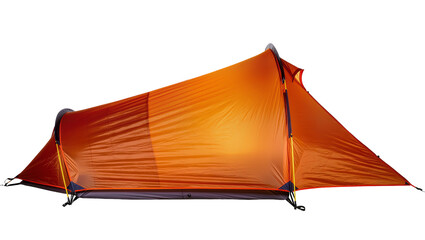 Isolated vibrant orange lightweight one-person camping tent for outdoor adventures and wilderness trips © Ivan