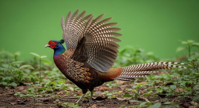 Colorful Male Western Capercaillie Displaying Fan of Feathers in Natural Habitat