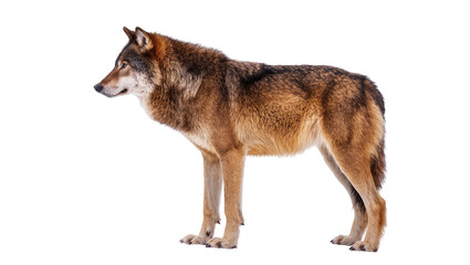 Obraz premium Isolated majestic gray wolf standing, showcasing its powerful form and wild essence