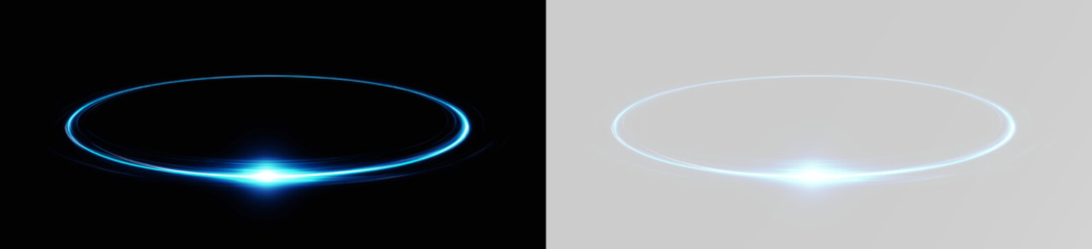 Circle ring neon line blue glowing energy circle and futuristic light ring for digital technology interfaces product podium and game vfx portal