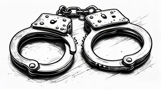 Handcuffs Illustration Metal Police Law Enforcement Arrest Crime Justice Symbol.