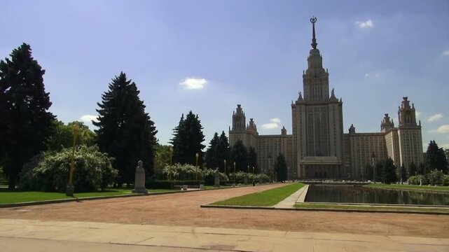 left to right pan of Moscow state University, Moscow Russia.