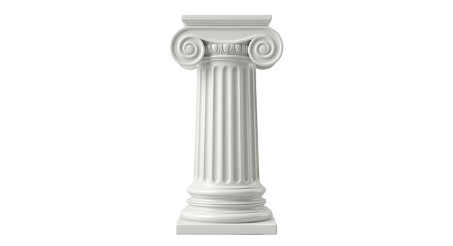 Classical white ionic column pedestal on transparent background